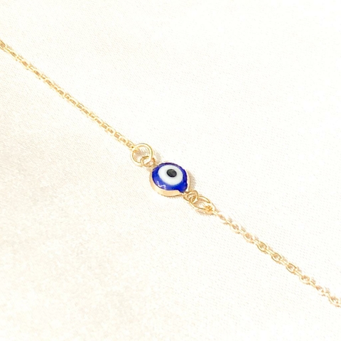 Tornozeleira de olho grego Banhado em Ouro 18k