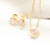Conjunto de coração Rosa Banhado em Ouro 18k