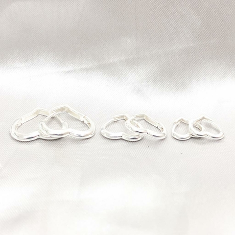 Brinco Trio de Argola de coração Banhado a Prata