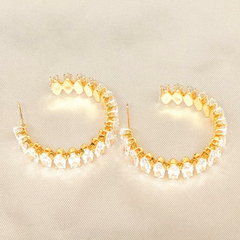 Brinco de Argola com Zircônias Banhado a ouro 18k