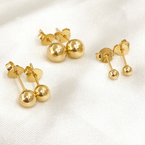 Brinco trio de Bolinha Banhado em Ouro 18k