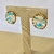 Brinco Artesanal Redondo azul claro e branco banhado a ouro 18k na internet