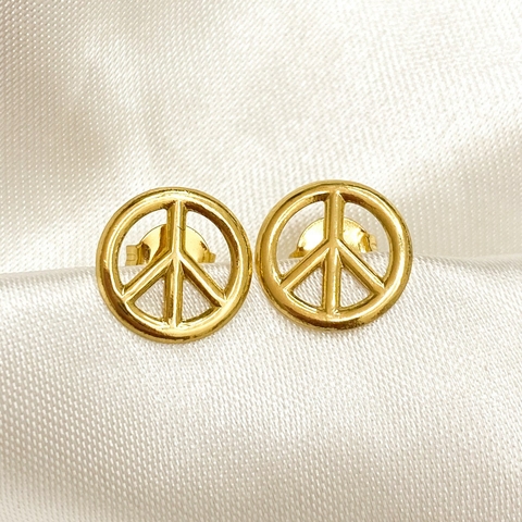 Brinco simbolo da paz Banhado em Ouro 18k