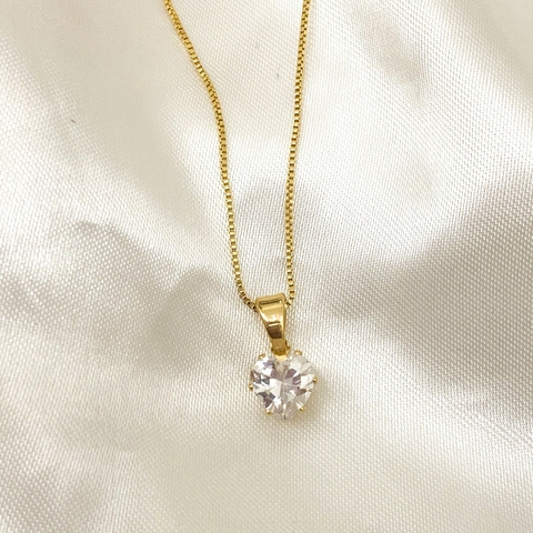 Colar com pingente de coração em Zircônia Banhado em Ouro 18k
