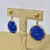 Brinco Artesanal Redondo azul escuro banhado a ouro 18k - comprar online