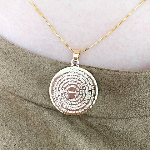 Colar Medalha Pai Nosso Banhado em Ouro 18k