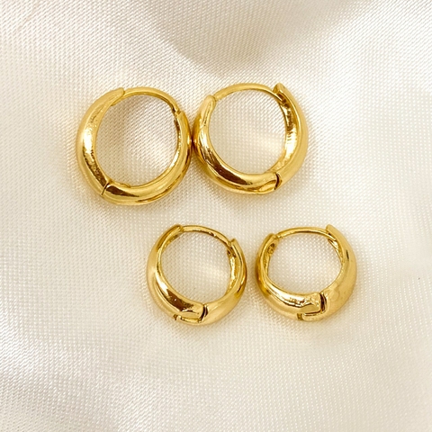 Brinco dupla de argolinha Banhado em Ouro 18k