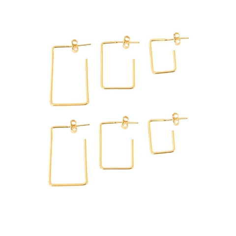 Trio de Brinco de argola quadrada com tarracha Banhado em Ouro18k