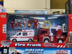 TOYS FOR FUN PLAYSET BOMBERO + AMBULANCIA C/SONIDO