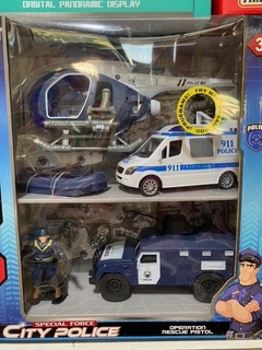 TOYS FOR FUN PLAYSET POLICIA 4 VEHICULOS C/SONIDO