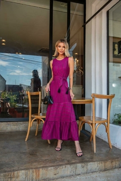 Vestido Listrado Fúcsia