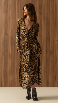 Vestido super midi torcido leopord print Sly