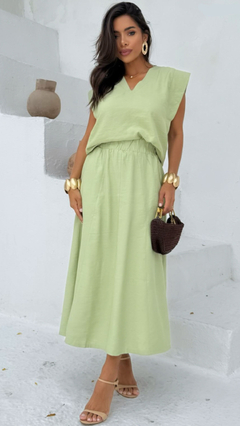 Conjunto em alfaiataria verde menta Graziela - comprar online