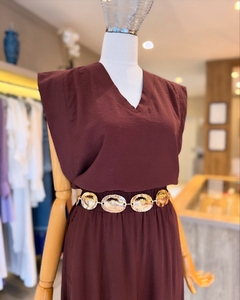 Conjunto em alfaiataria marrom Graziela na internet