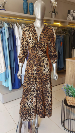 Vestido super midi torcido leopord print Sly na internet