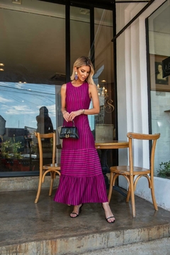 Vestido Listrado Fúcsia - Delicata Boutique