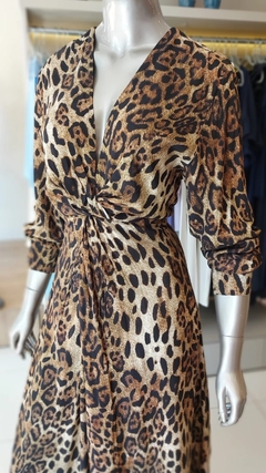 Vestido super midi torcido leopord print Sly - comprar online