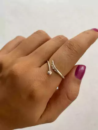 ANEL ASA CORAÇÃO DE PRATA 925
