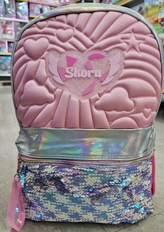Mochila con relieve y lentejuelas 16" espalda - comprar online