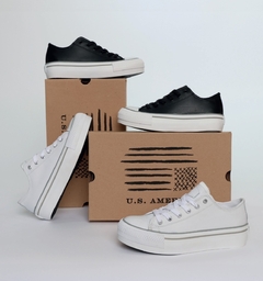 Zapatilla US Amerika PLATAFORMA CLASSIC CUERO NEGRO en internet