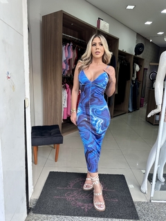 Vestido Marmorizado Azul - Isabela Boutique