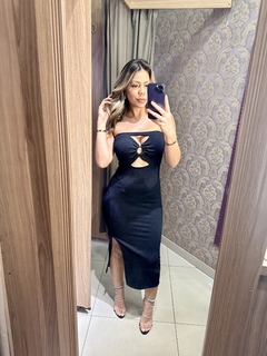 Vestido Midi Lara Lurex Preto - loja online