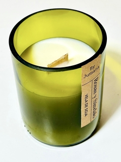 Vela de Soja Vaso reciclado color verde
