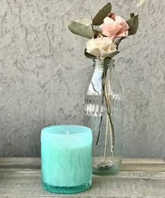 Vela de Soja Vaso Labrado verde aqua - comprar online