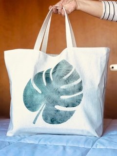 Bolso L de lona pintado a mano