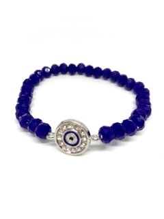 Pulsera elástica cristal facetado azul