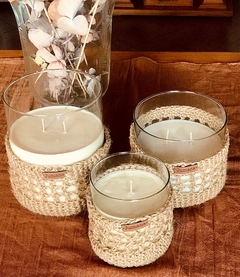 Velas de Soja set x 3 con base yute