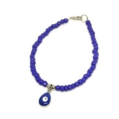 Pulsera mostacilla y dije de ojo turco mosqueton - comprar online