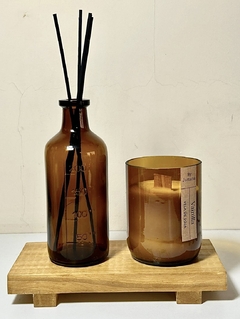 Combo difusor agro + esencia + Base de madera + vela