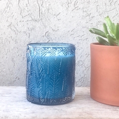Vela de Soja Vaso Labrado azul