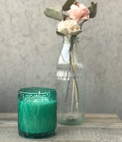 Vela de Soja Vaso Labrado verde botella