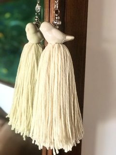 Borla lana y cerámica pajarito - comprar online