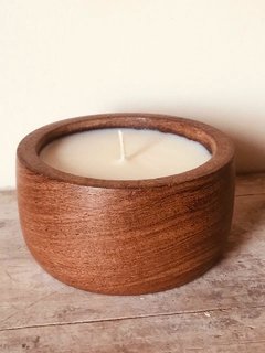 Cuenco madera reutilizable vela de Soja