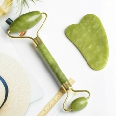 Rodillo Jade + Piedra Gua Sha