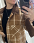 Camisaco Merce chocolate cuadrillé con cuello de corderoy y botones simil carey – Tiendas Eclipse