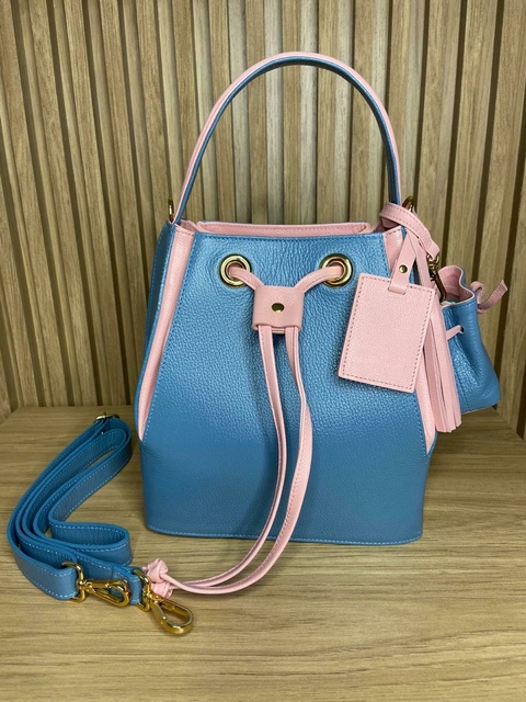 Bolsa Stella Azul com Rosa