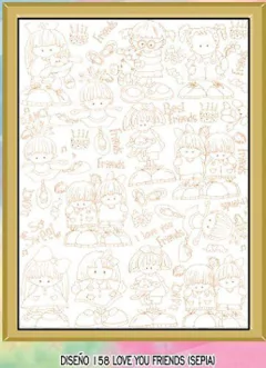 CALCOS VITRIF. 750ä 25 X 35 CM D158 LOVE YOU FRIENDS SEPIA