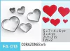 CORTANTE FLOGUS FA013 CORAZONES MEDIANOS X 5 (5x7, 4x6 1/2, 3x4 1/2, 2 1/2x3 1/2, 1 1/2x 2cm) - comprar online