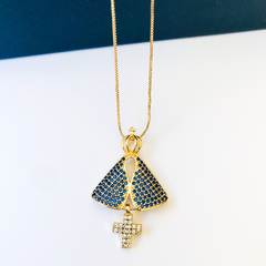 COLAR NOSSA SENHORA APARECIDA AZUL COM CRUCIFIXO EM SEMIJOIA - comprar online