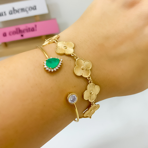 PULSEIRA TREVOS GOLD EM SEMIJOIA - comprar online