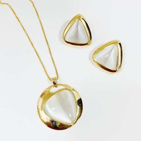 CONJUNTO COLAR E BRINCO TRIÂNGULO BLANC