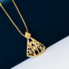 COLAR NOSSA SENHORA APARECIDA FÉ E AMOR EM SEMIJOIA - comprar online