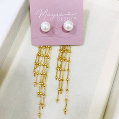 BRINCO PÉROLA E FRANJAS EM SEMIJOIA - Bijoux Maysa Úrsula