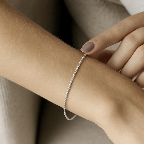 PULSEIRA CORDÃO BAIANO FINO EM RÓDIO BRANCO - comprar online