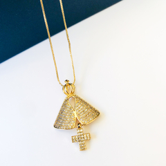 COLAR NOSSA SENHORA APARECIDA CRISTAL COM CRUCIFIXO EM SEMIJOIA - comprar online