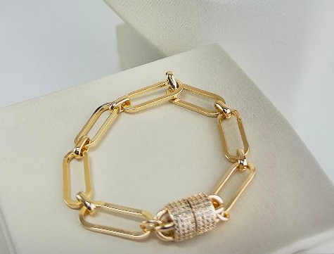 PULSEIRA ELO CRAVEJADO IMÃ EM SEMIJOIA